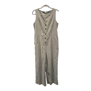 Gap TENCEL Button-Front Jumpsuit Sage Green Button Down V-Neck